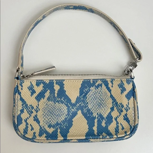 BY FAR Blue and Cream Shoulder Bag with Chain - Picture 3 of 7